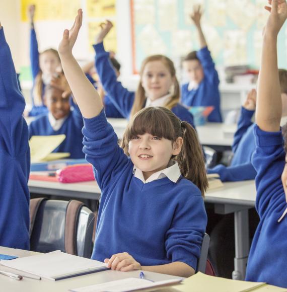 Primary school children in a classroom