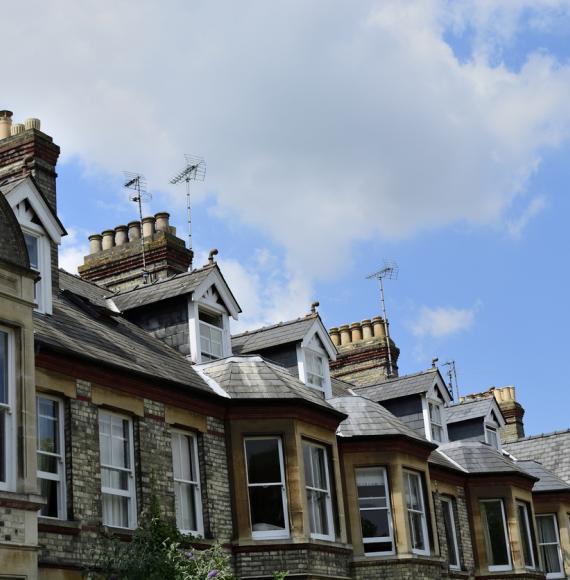 Tops of terraced homes