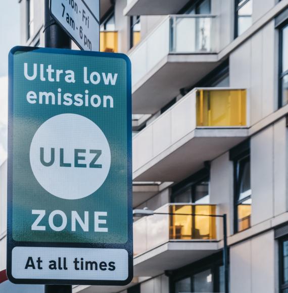 Sign indicating the Ultra-Low Emission Zone in London