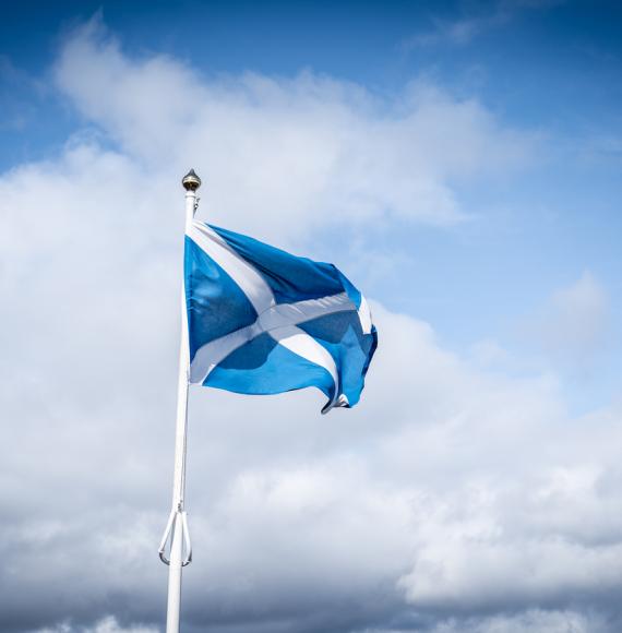 Scottish flag waving in the wind