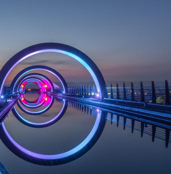 The canal leading to the top of the Falkirk Wheel