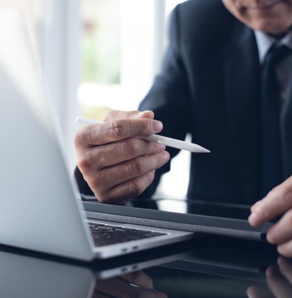 Man working at a laptop