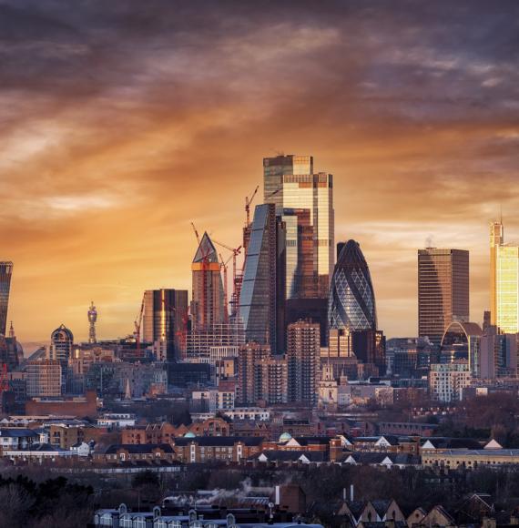 Sunset over London's skyline