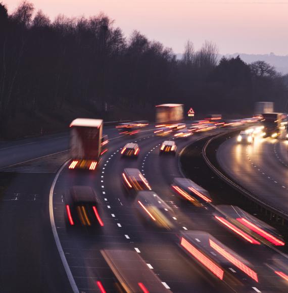 UK Motorway at dusk