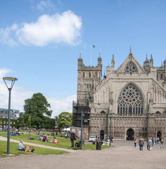 Exeter Cathedral on a sunny day