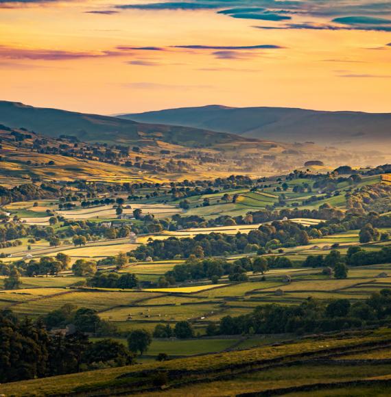 Askrigg near Leyburn in North Yorkshire at sunset