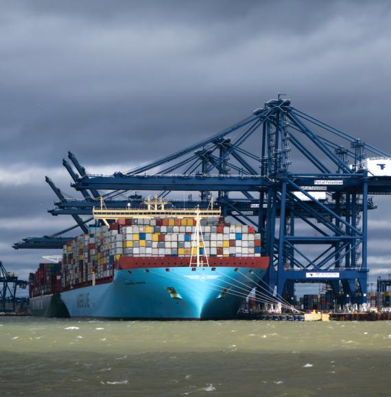 Cargo ship in harbour