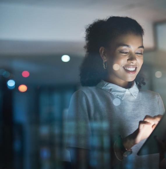 Woman working with technology