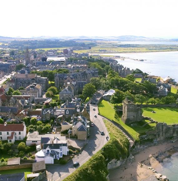 Aerial view of St. Andrews Fife Scotland