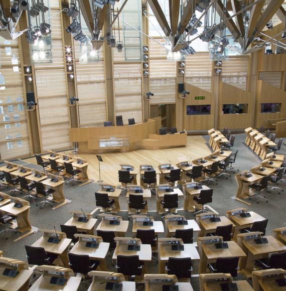 Wide shot of the Scottish Parliament chamber