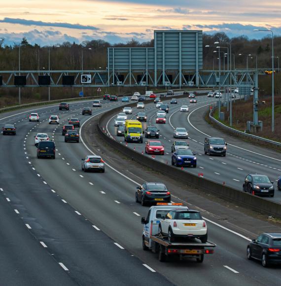 Smart motorway in England. The M25.