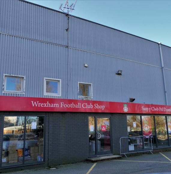 The outside of Wrexham AFC's Racecourse Ground