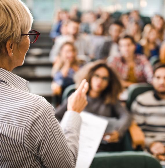 Learners being taught in a classroom