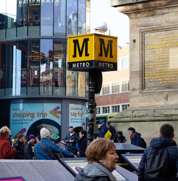 Sign for the Metro in Newcastle