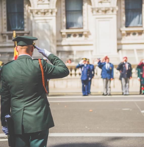 Veteran saluting on Armed Forces Day