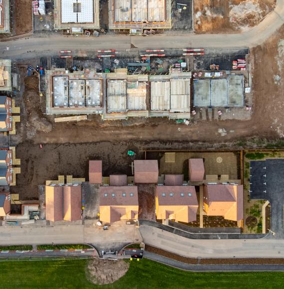 Above shot of a house being built