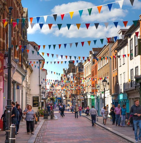 Medway high street with small businesses on the street