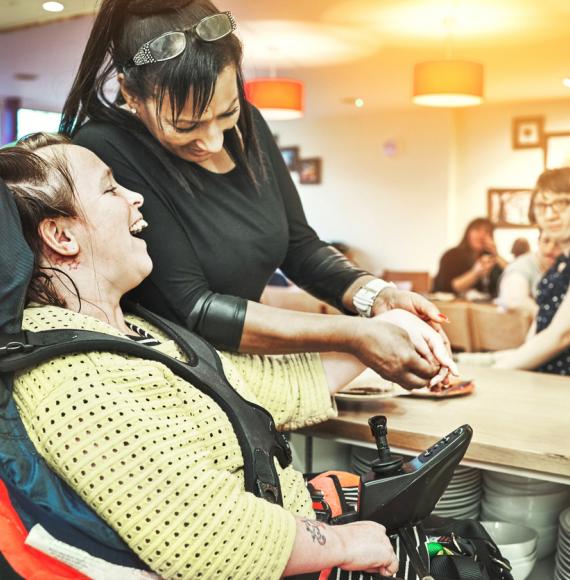 Children's social care worker with a disabled child