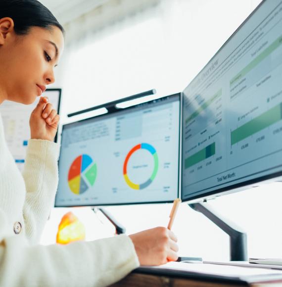 Woman working at a computer