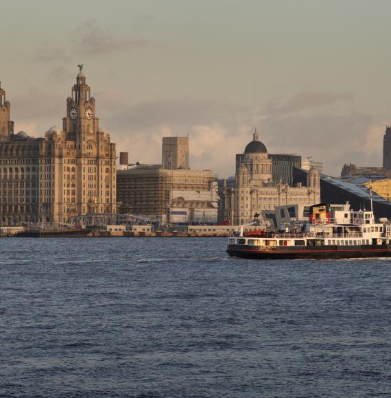 View of Liverpool from the river Mersey