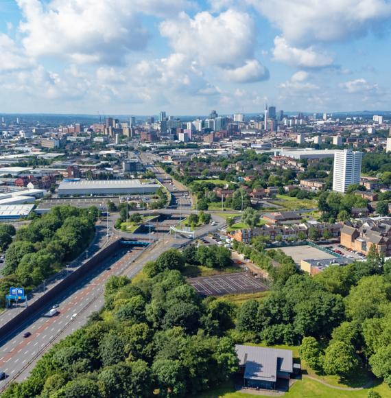 Aerial view of the West Midlands including Birmingham