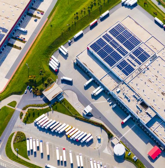 Overhead view of green manufacturing 