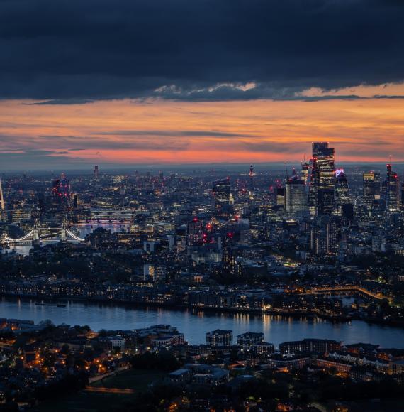 View of London at night