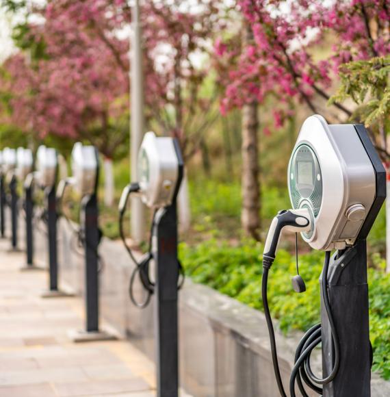 electric vehicle chargers in a public car park