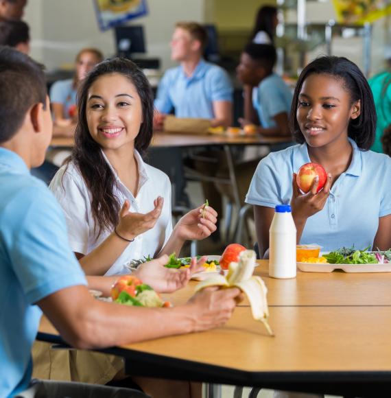 Children eating a school meal