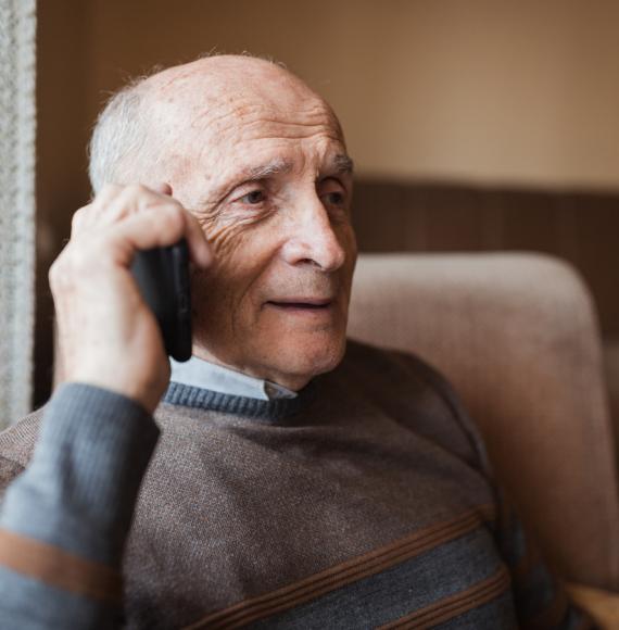 Elderly man on the phone