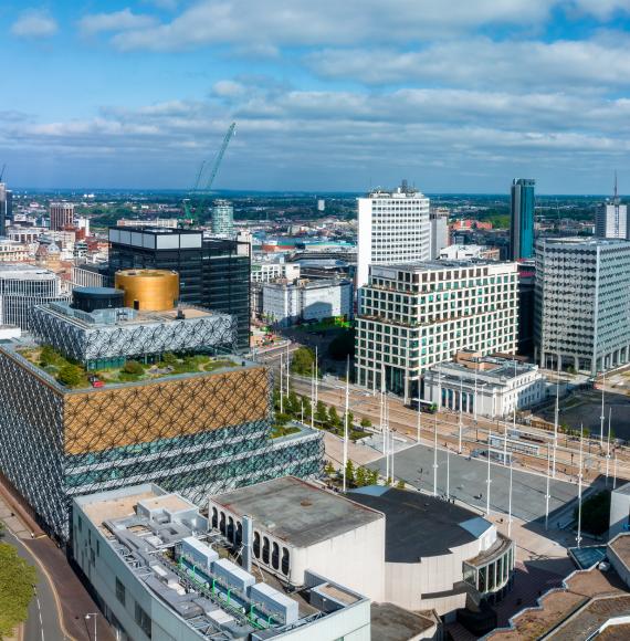 Aerial view of the library of Birmingham