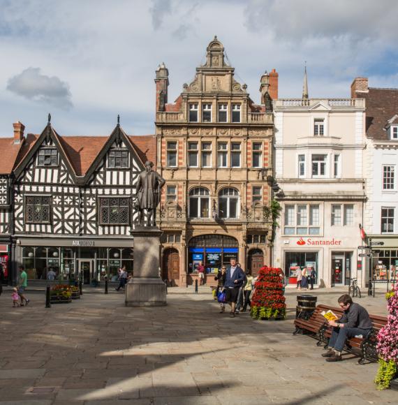 Old Market Square in the centre of Shrewsbury