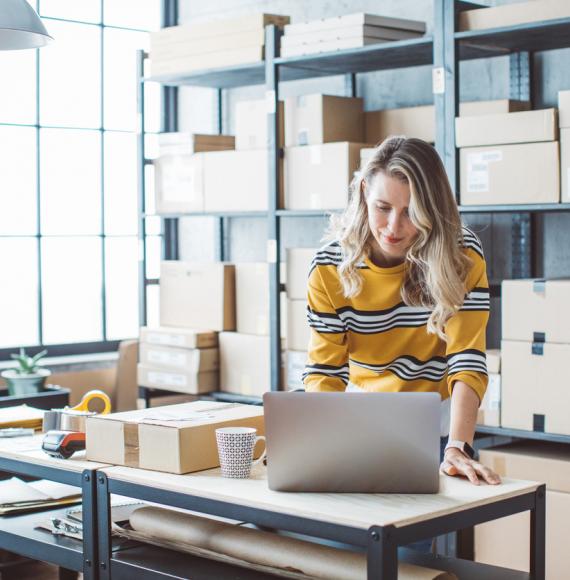 woman running online store