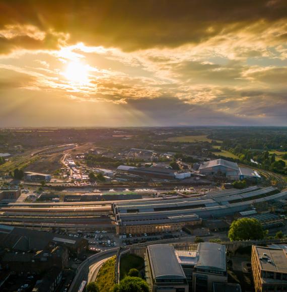 Sunset over York Train Station