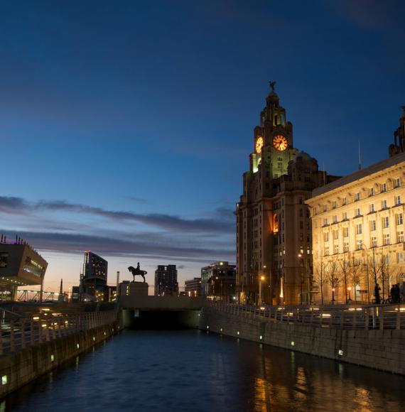 Liver building at night