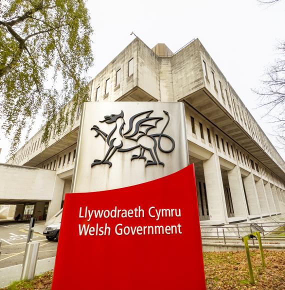 Sign outside the offices of the Welsh Government