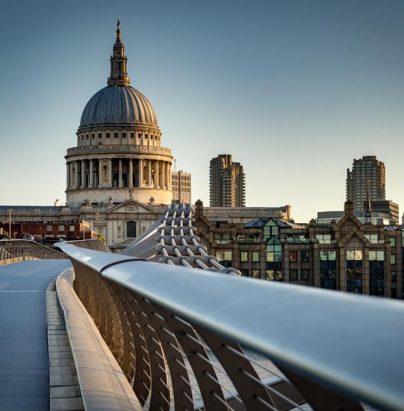 St. Pauls cathedral dome from across the river Thames