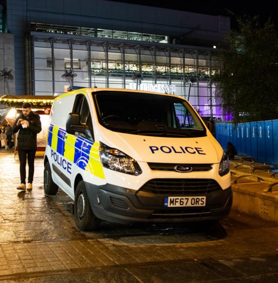 UK Police van parked in Manchester