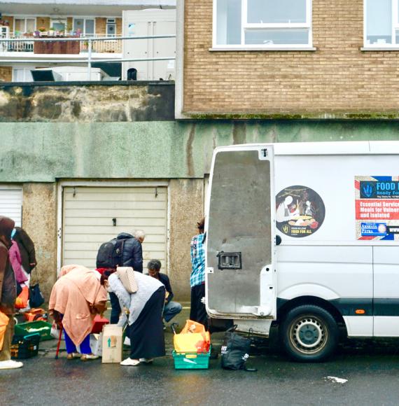 A charity food van distributes food to the vulnerable and isolated