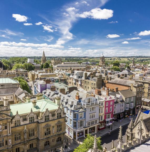 Aerial view of roofs in oxford