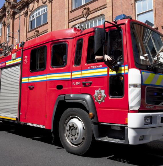 Fire engine in Altrincham town centre