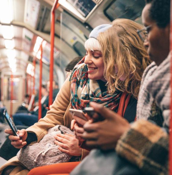 Friends on the London underground