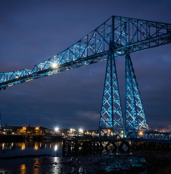 The famous Transporter Bridge on the River Tees Middlesbrough