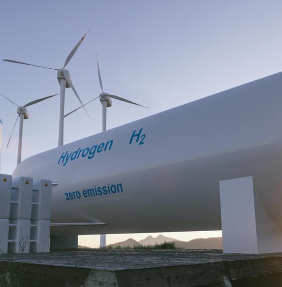 hydrogen gas for clean electricity solar and windturbine facility