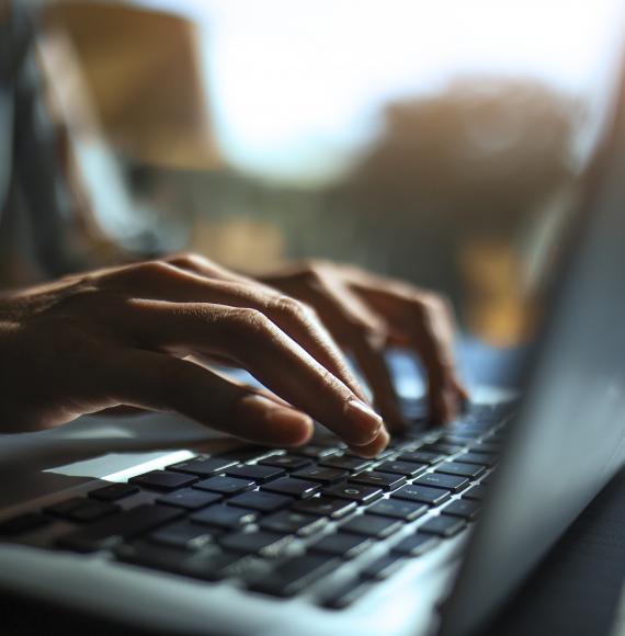 Close up of a hands on a keyboard