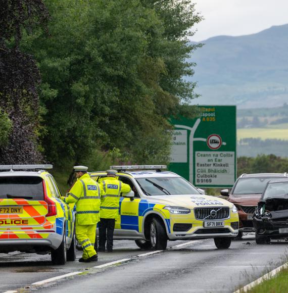 Police Scotland dealing with a serious RTC, Road Traffic Collision, on the A835 near Dingwall