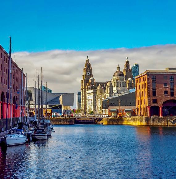 View of the Liver Building from the Albert Dock, Liverpool