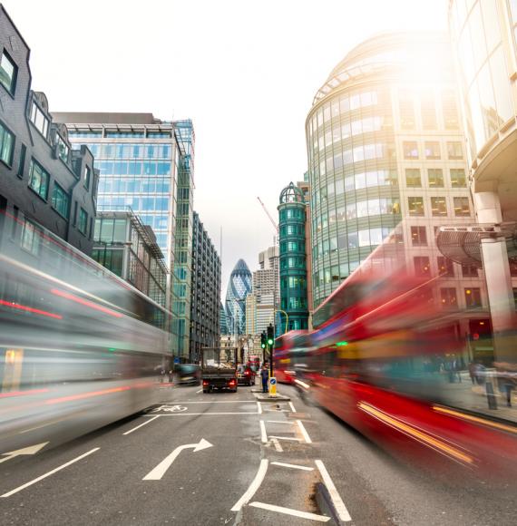 London City with traffic