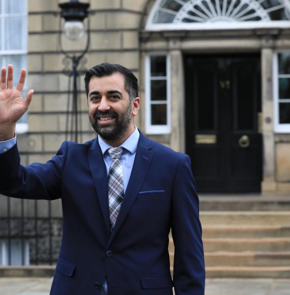 Humza Yousaf stood outside Bute House