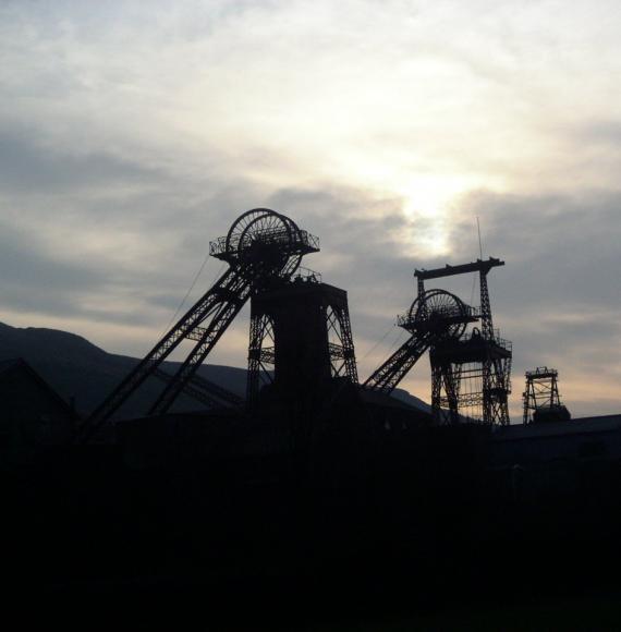 Silhouette of a mine in Rhondda